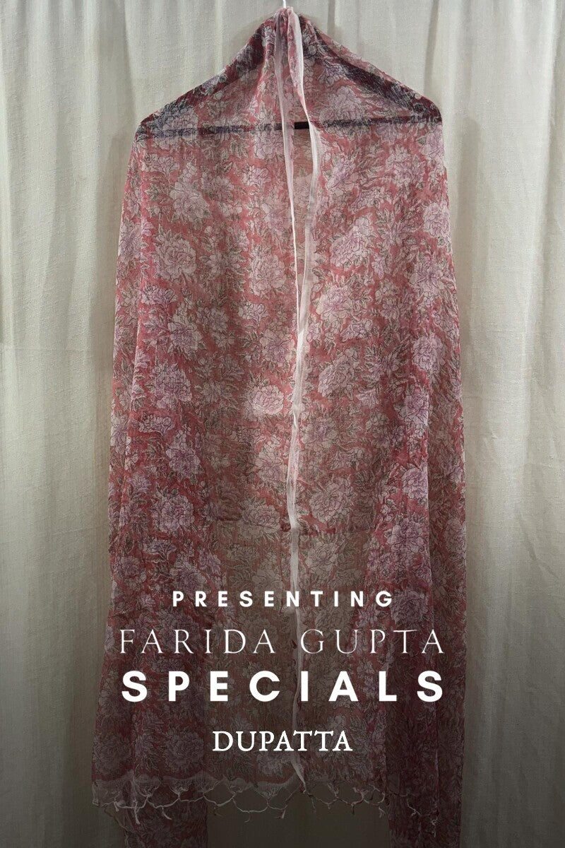 Pink Hand Block-Printed Kota Dupatta