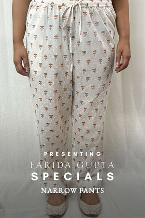 White Sanganeri Narrow Pants