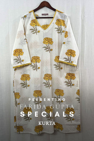 White Straight Sanganeri Kurta