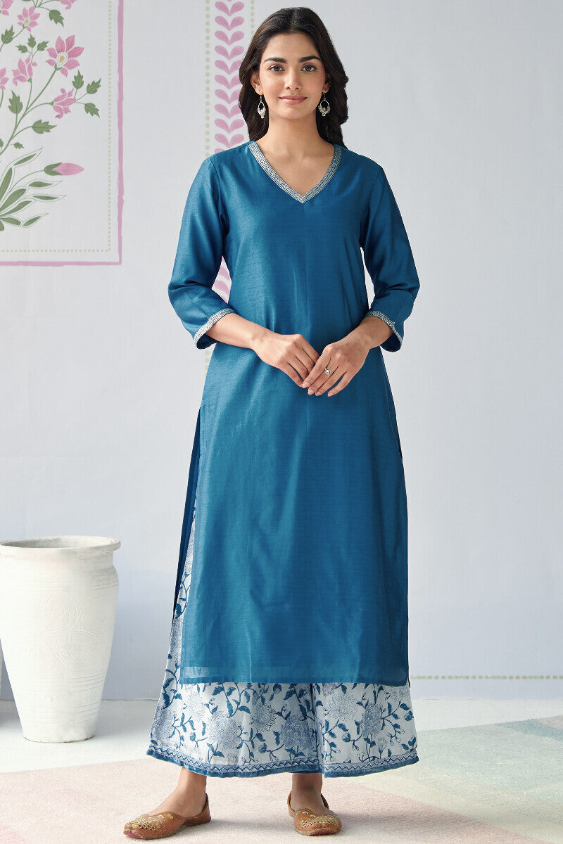 Gauhar Maira Blue Sanganeri Chanderi Palazzo