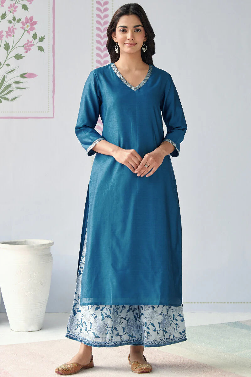 Gauhar Maira Blue Sanganeri Chanderi Palazzo