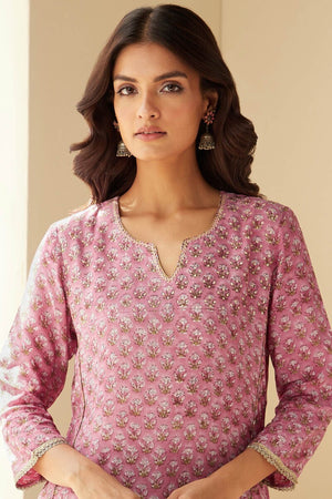 Mehrunissa Firosa Purple Sanganeri Kurta