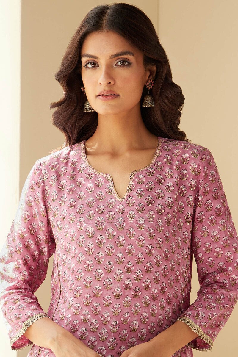 Mehrunissa Firosa Purple Sanganeri Kurta