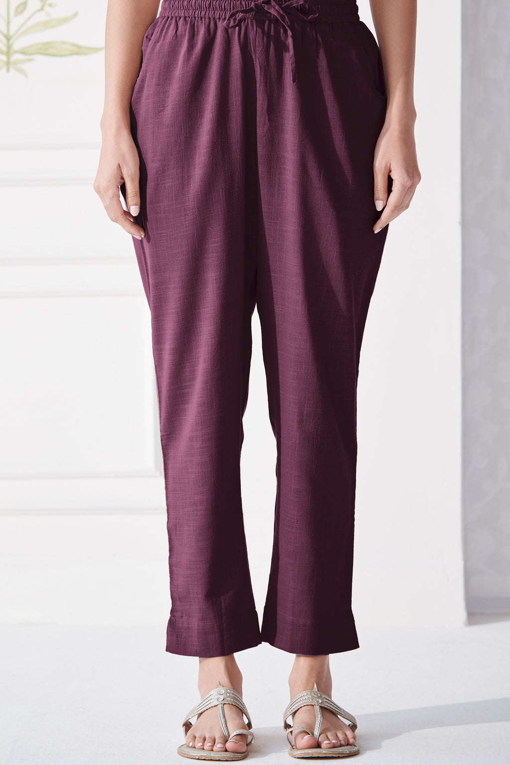 Surplus: Roza Nazm Wine Narrow Pants