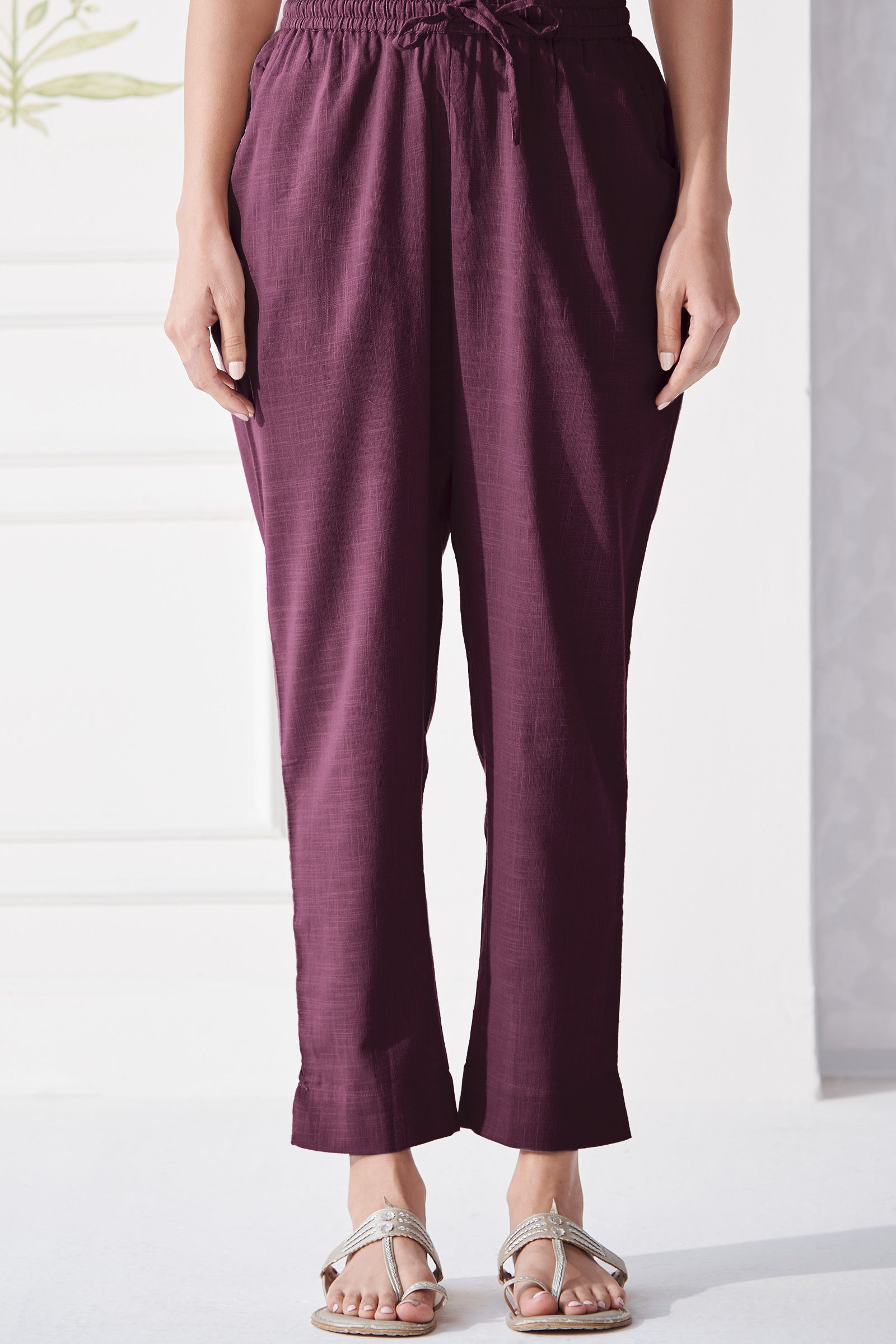 Surplus: Roza Nazm Wine Narrow Pants