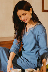 Roza Samaira Blue Kurta