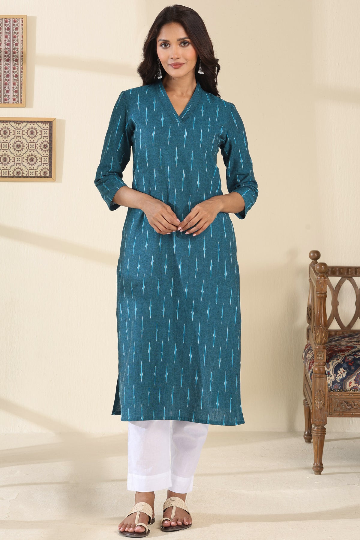 Gulbarg Rumaisa Blue Ikat Kurta