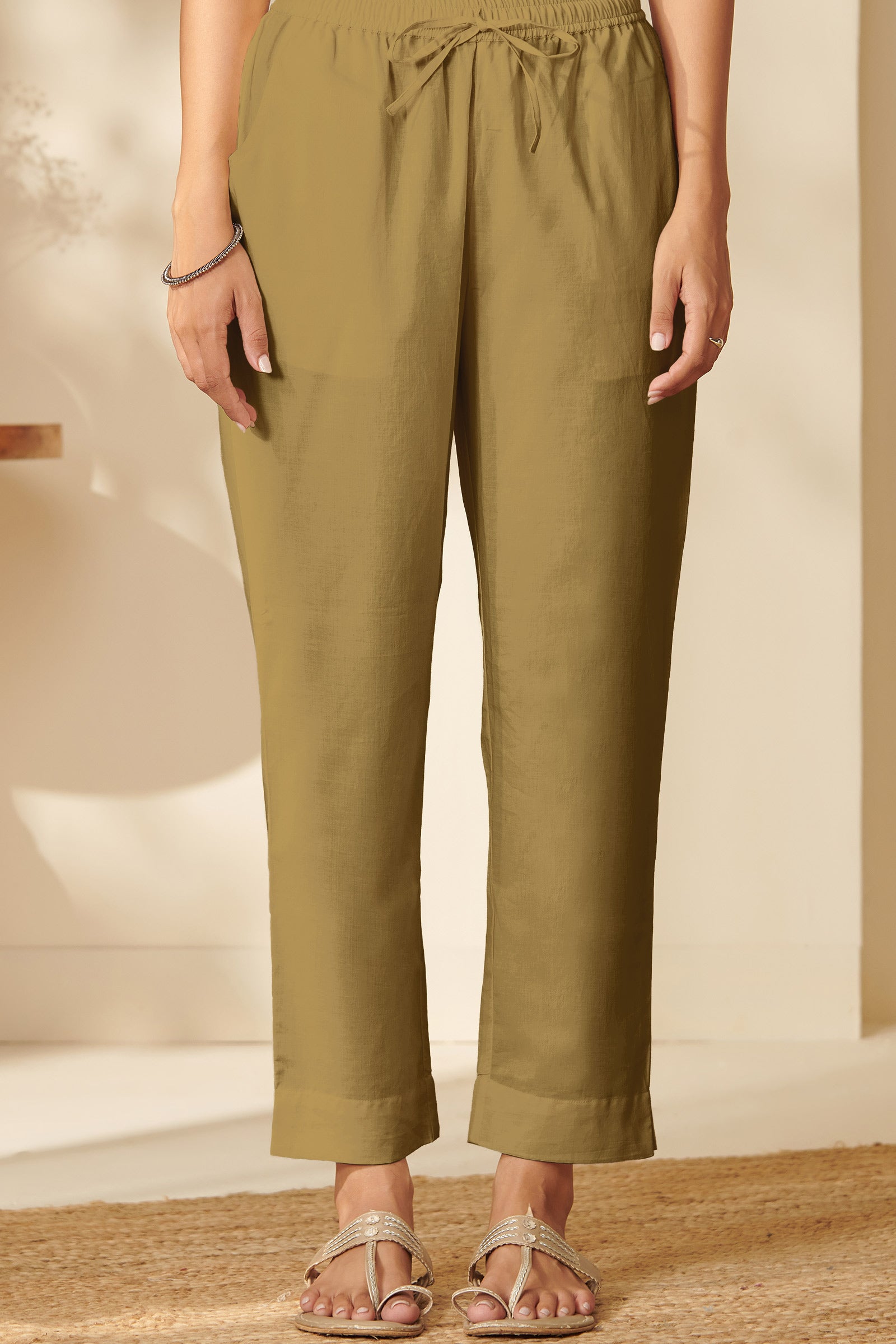 Surplus: Roza Aafiyah Olive Green Narrow Pants