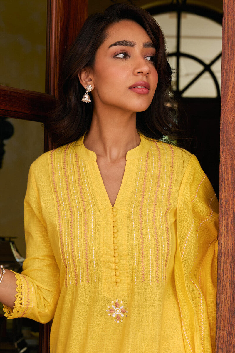 Kashida Kiara Yellow Kurta