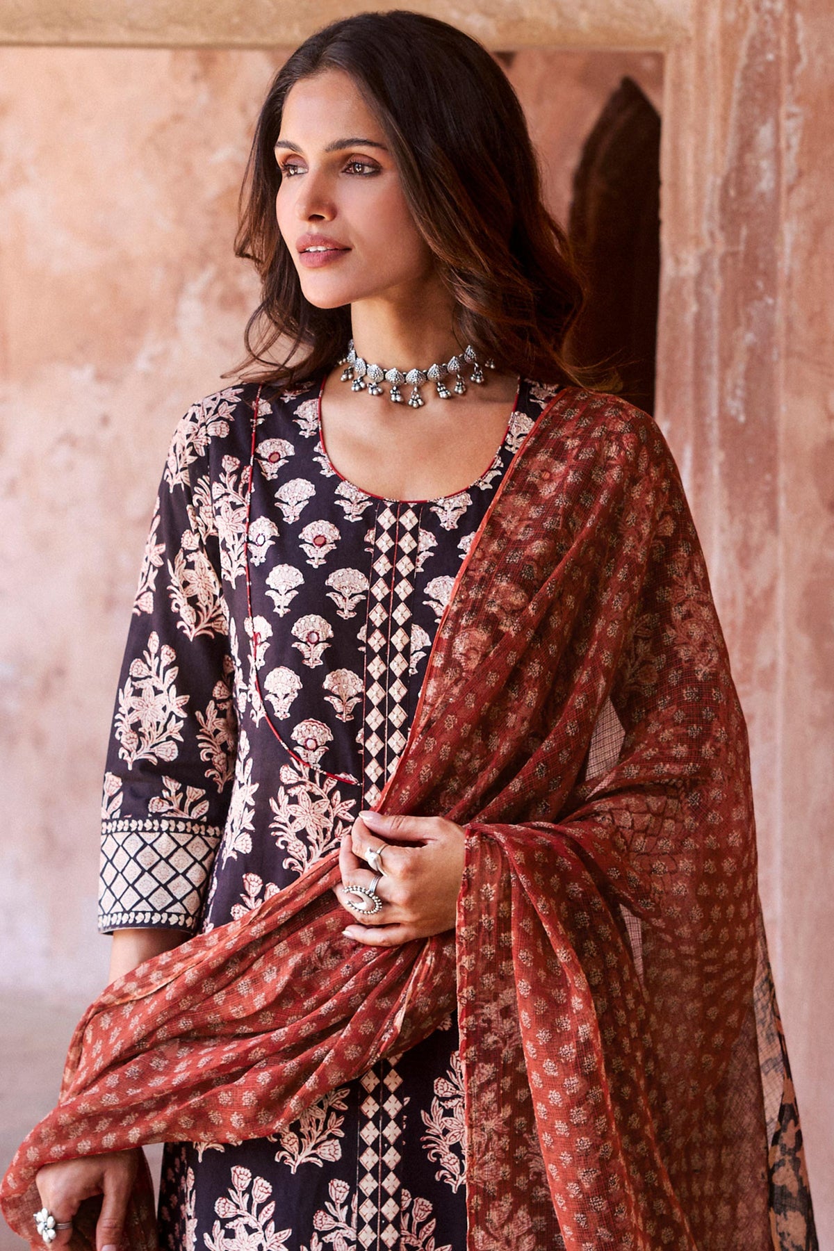 Sehra Ziah Black Bagru Kurta