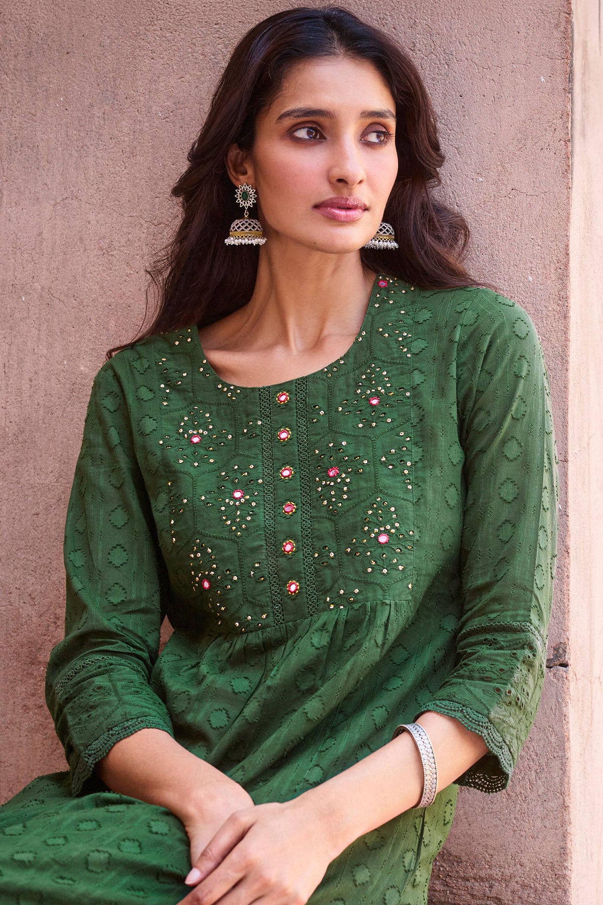 Roza Zunaira Forest Green Kurta