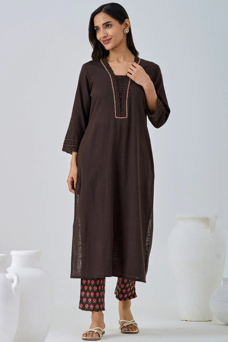 Surplus: Roza Mehnaz Brown Kurta