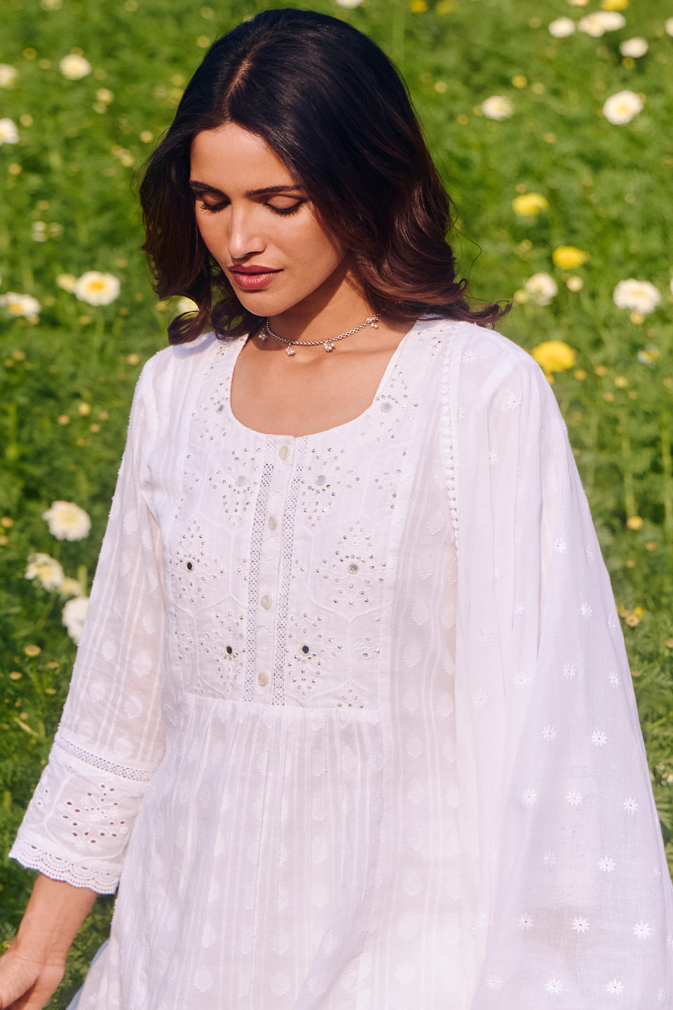 Raahat Gulnaaz White Kurta