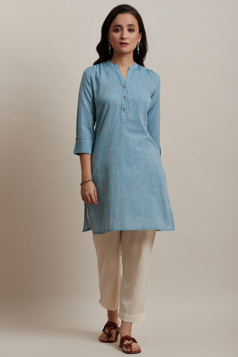 Roza Sky Blue Short Kurta