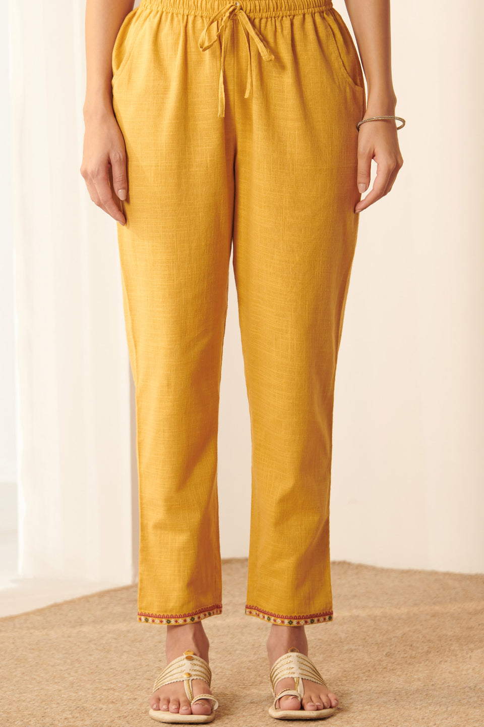Mehraab Suhana Mustard Narrow Pants