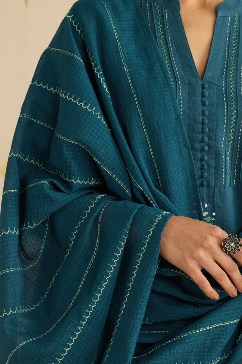 Kashida Kiara Blue Dupatta