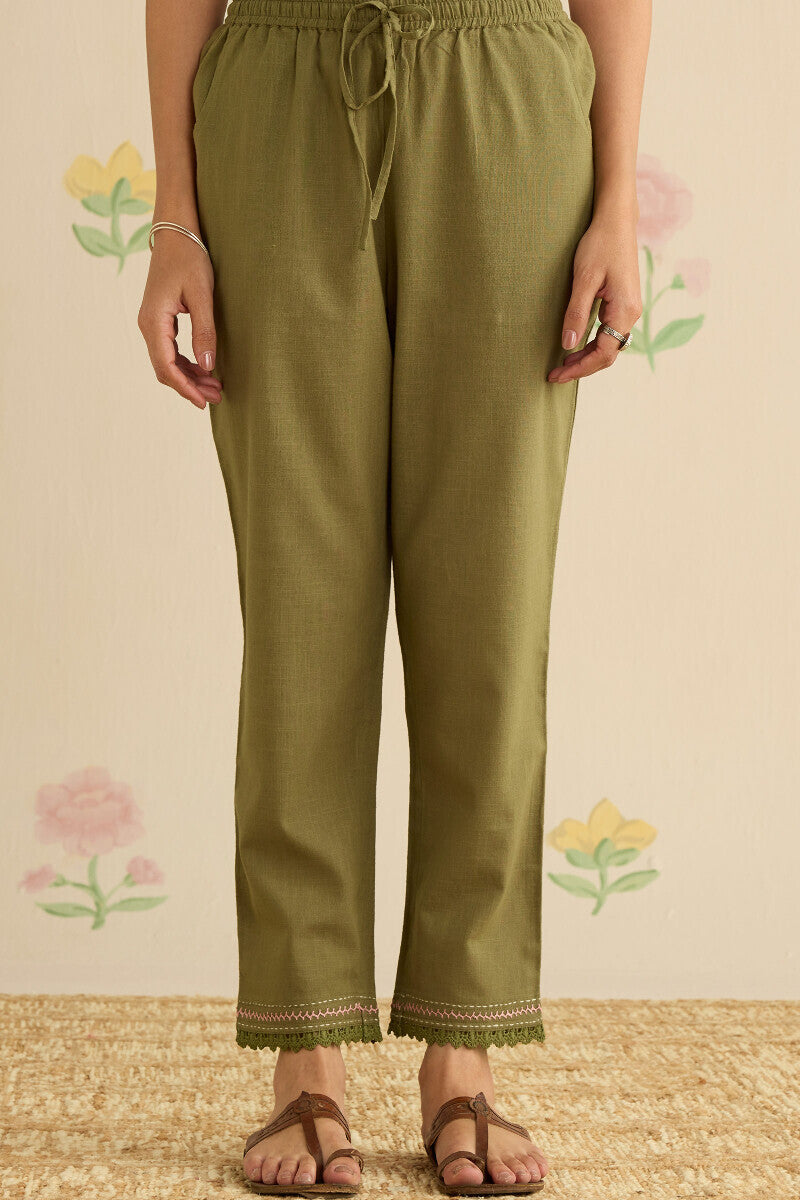 Kashida Kiara Olive Green Narrow Pants