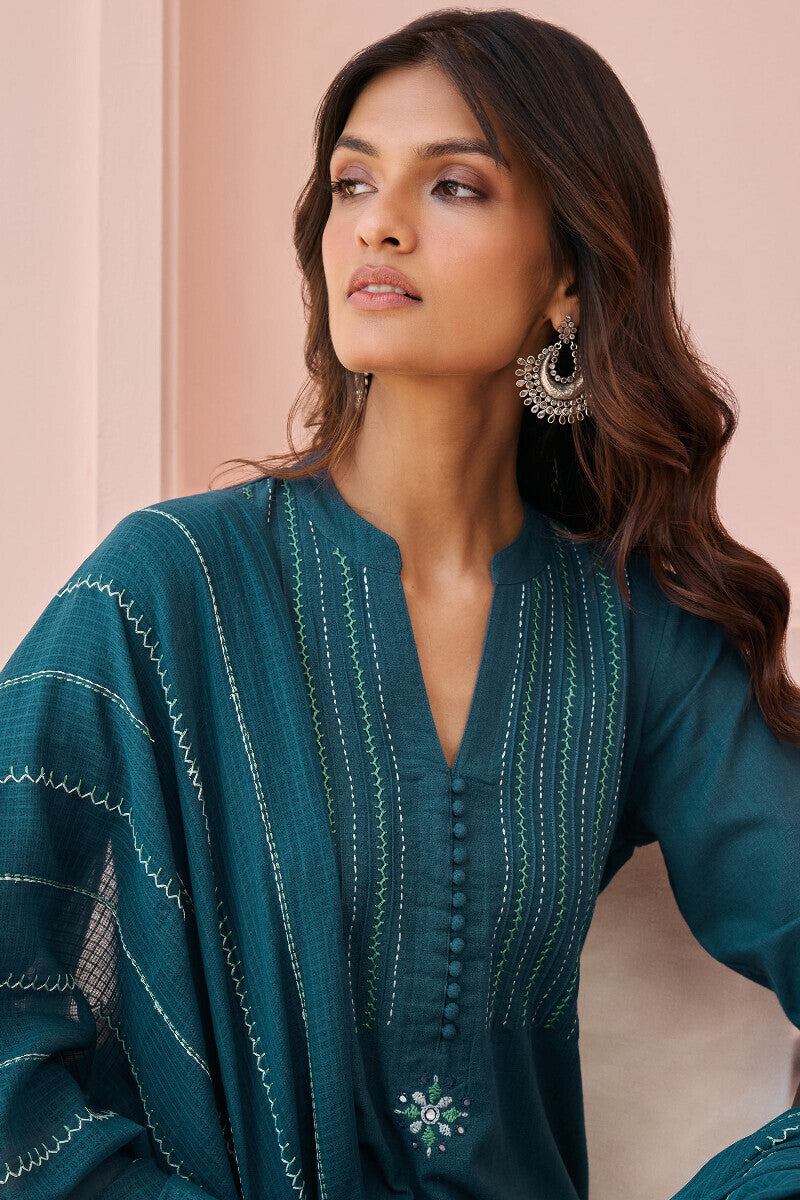 Kashida Kiara Blue Kurta