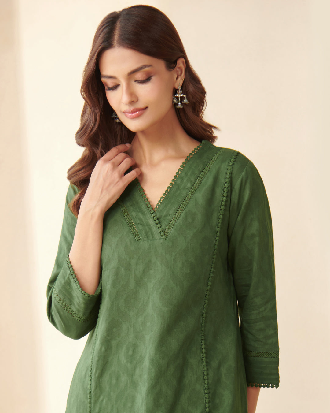 Roza Aaira Bottle Green Kurta