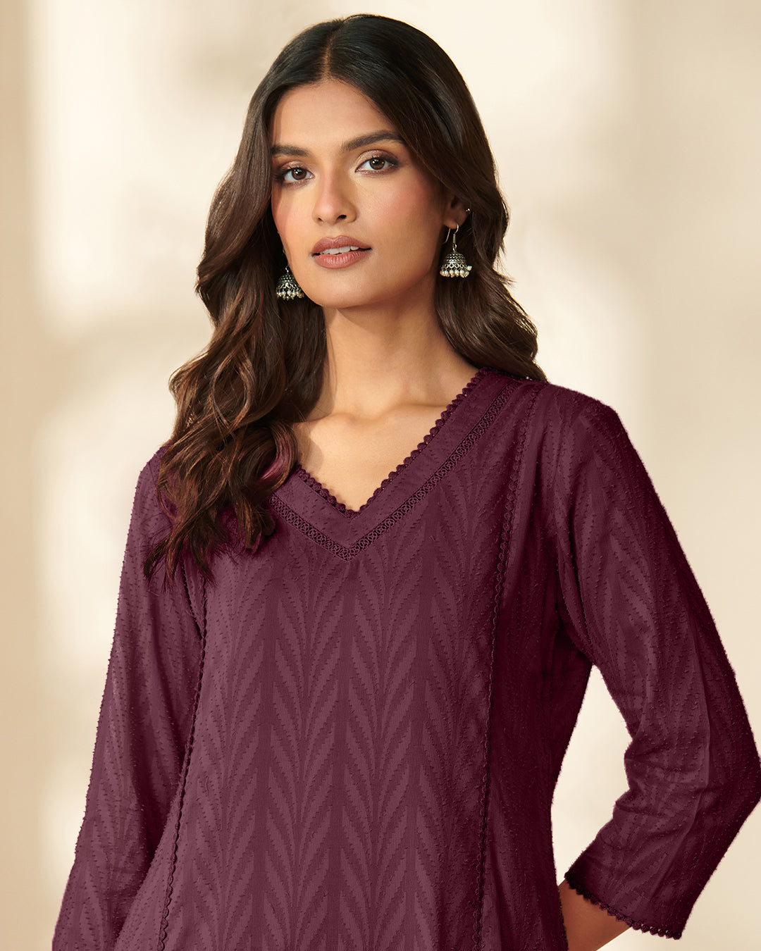 Roza Fariah Wine Kurta