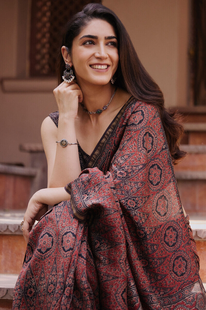 Sehra Nahida Ajrakh Chanderi Saree