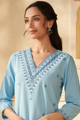 Mehraab Roheen Blue Kurta