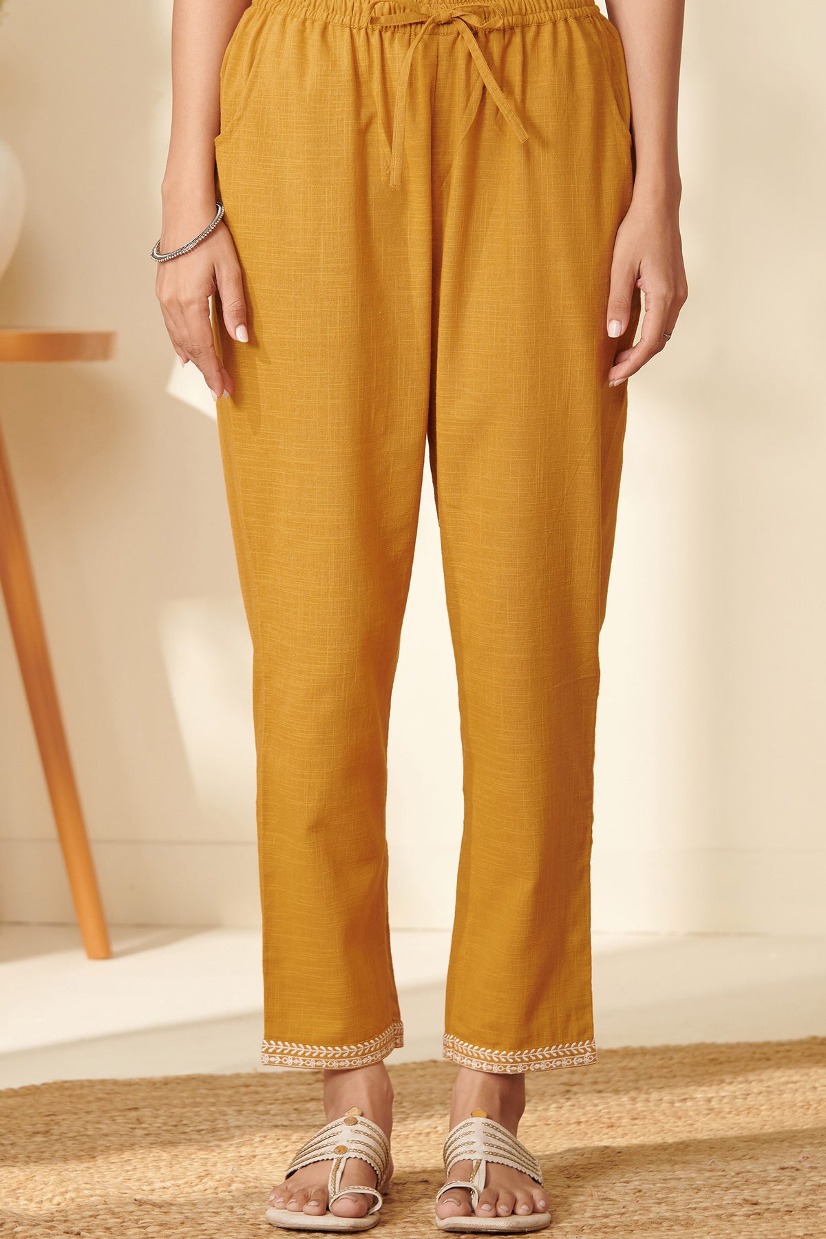 Surplus: Mehraab Bano Mustard Narrow Pants