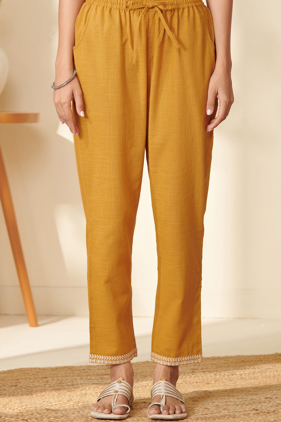 Surplus: Mehraab Bano Mustard Narrow Pants