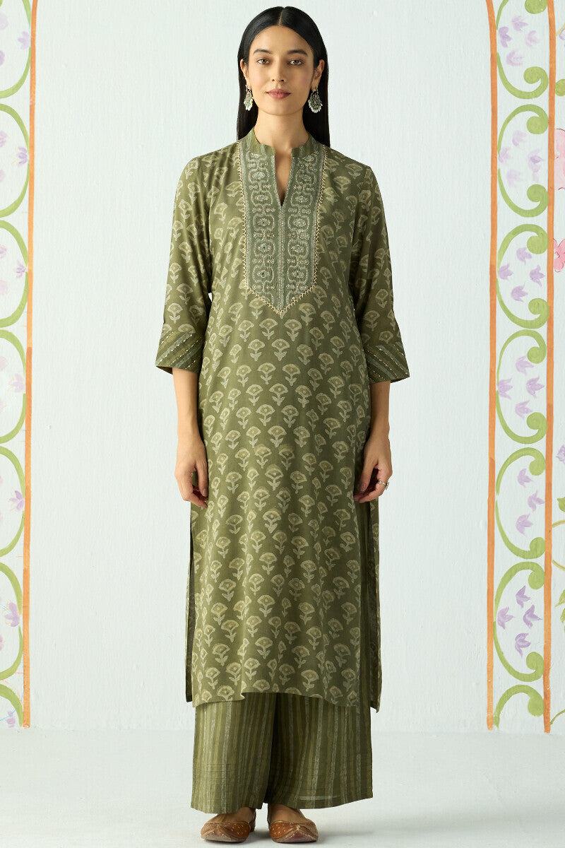 Sehra Zarah Green Dabu Kurta