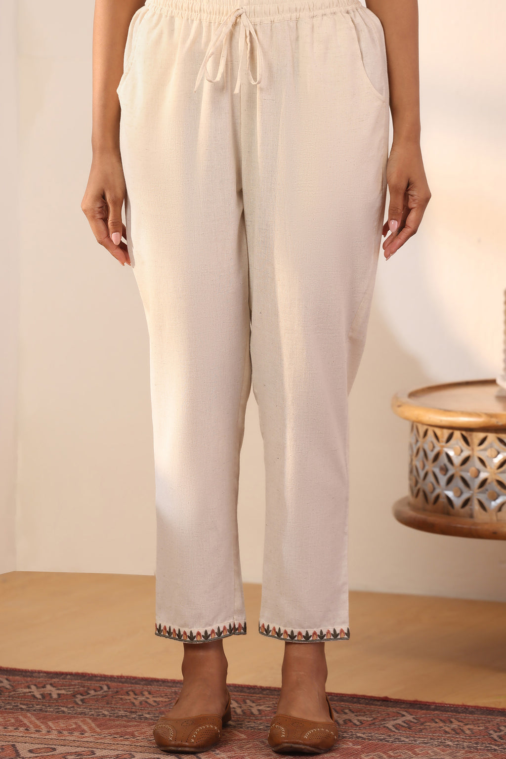 Surplus: Mehraab Naureen Off White Narrow Pants