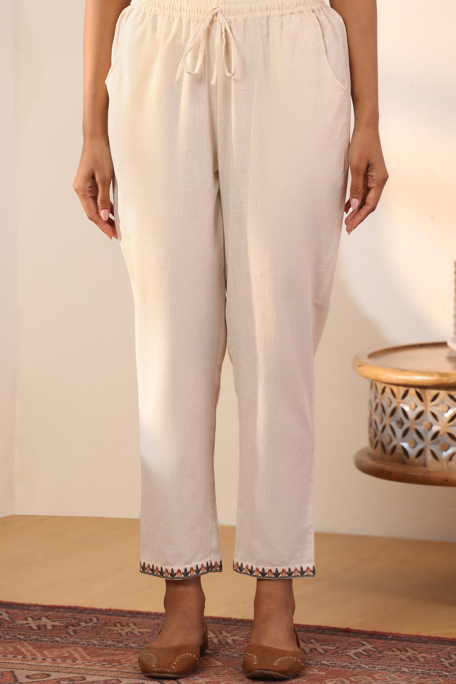 Surplus: Mehraab Naureen Off White Narrow Pants