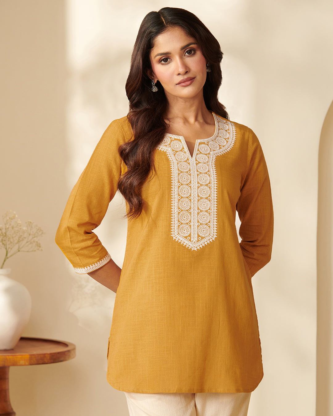 Mehraab Raziya Mustard Top