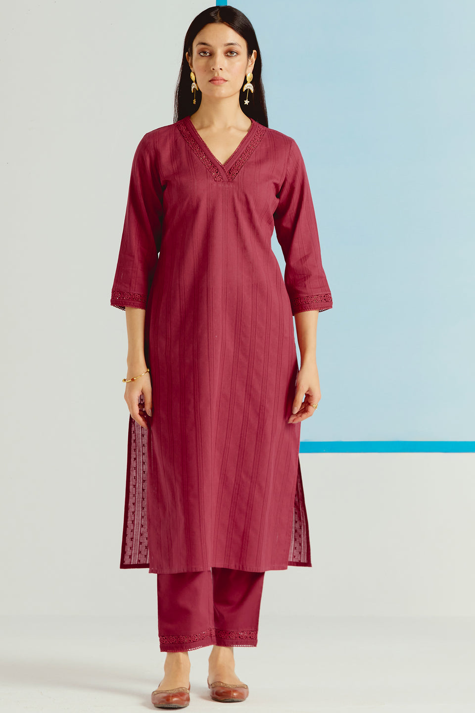 Roza Sehr Brick Red Kurta
