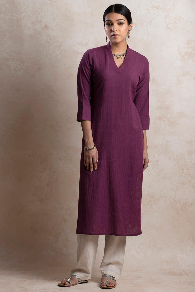 Roza Handloom Wine Kurta