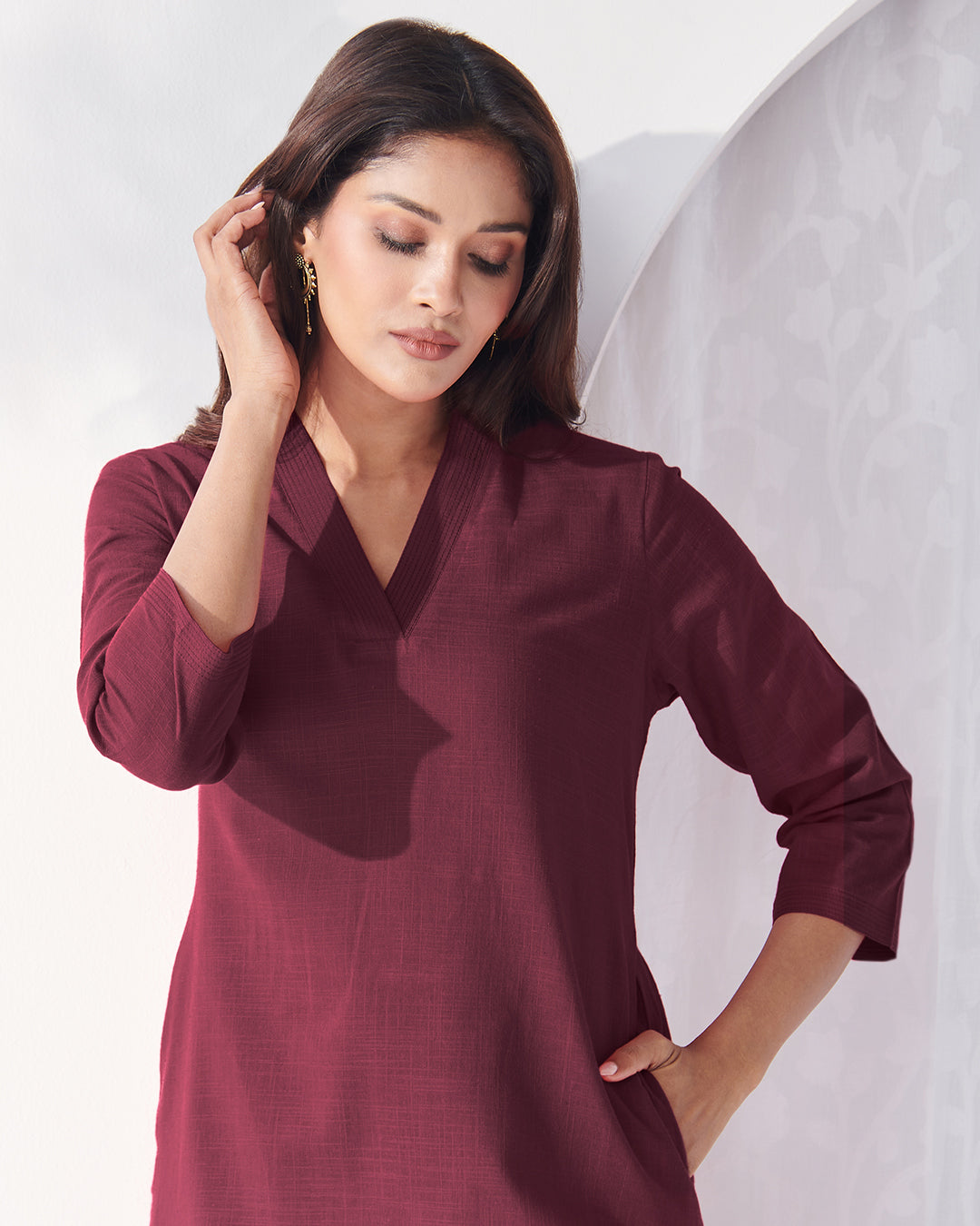 Roza Zehna Wine Kurta