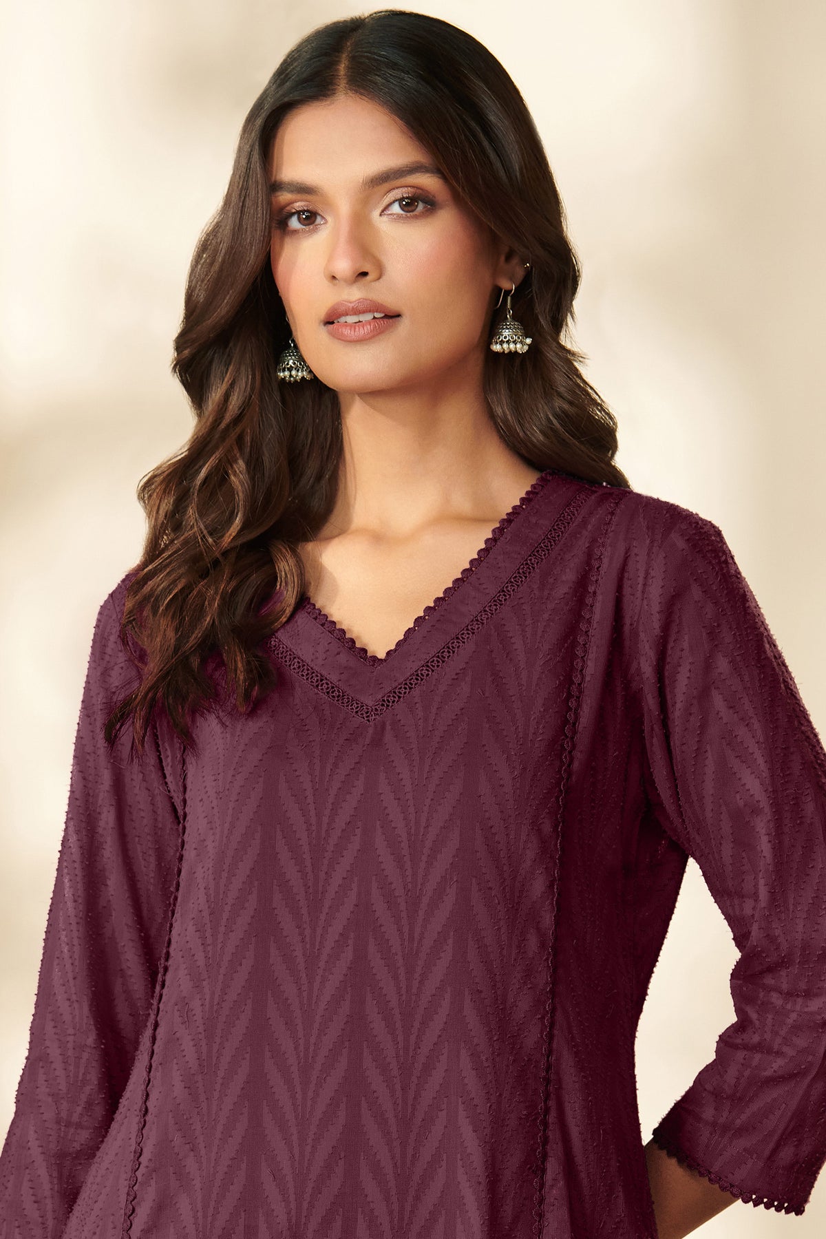 Roza Fariah Wine Kurta