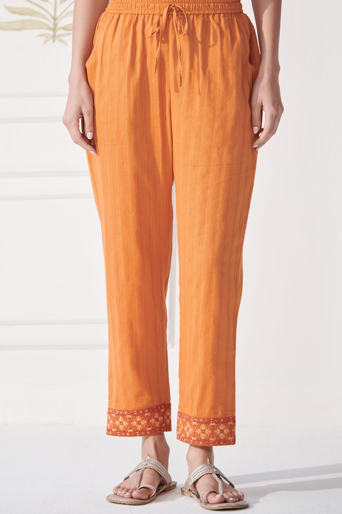 Mehraab Nahida Orange Narrow Pants