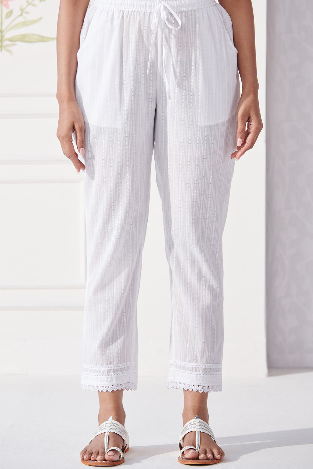Surplus: Mumtaz Ruhi White Narrow Pants