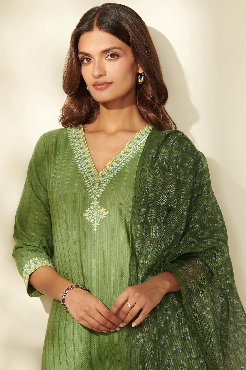 Mehraab Riya Jade Lime Kurta