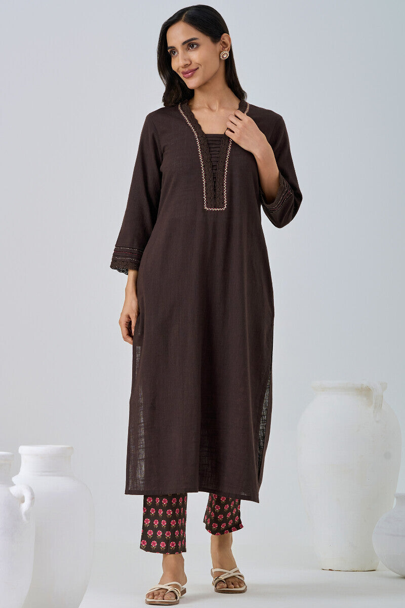 Roza Mehnaz Brown Kurta