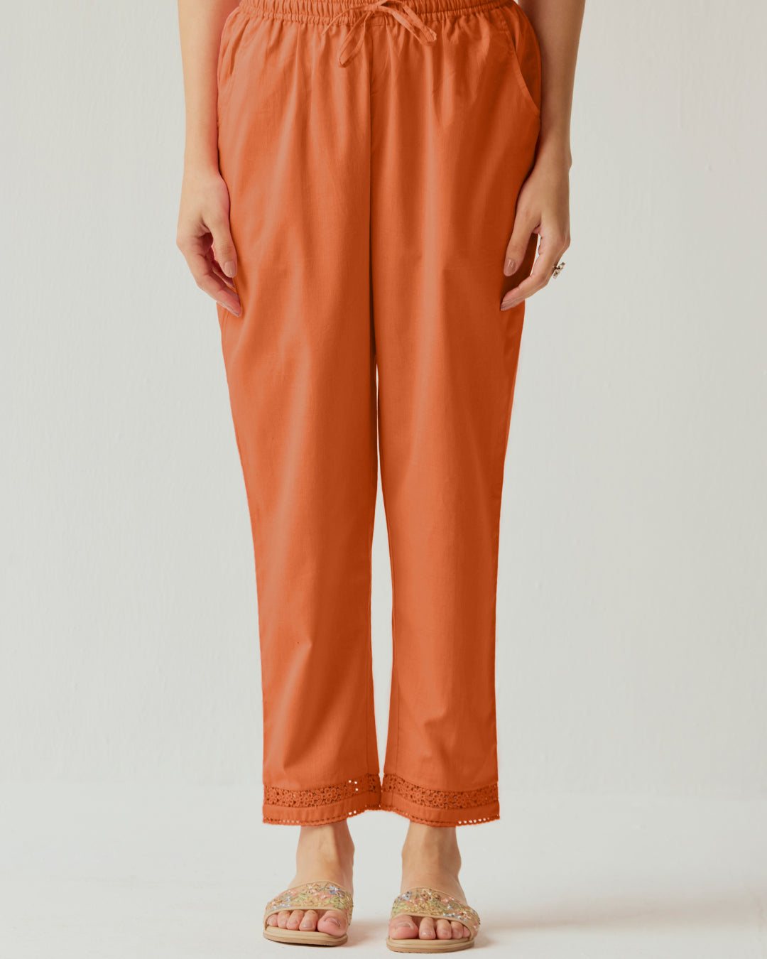 Roza Farhat Rust Orange Narrow Pants