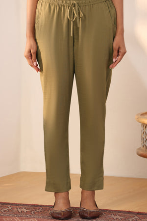 Roza Naaz Olive Green Narrow Pants