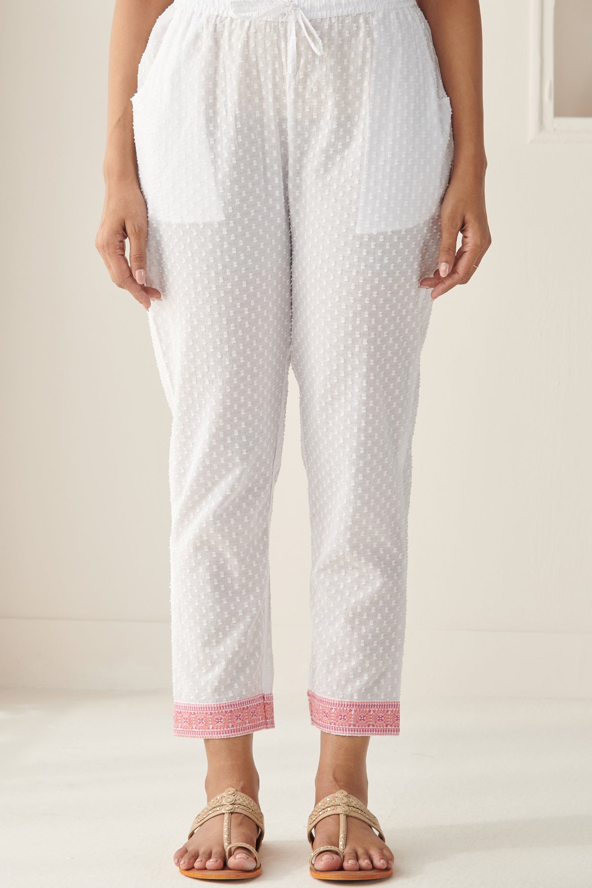 Mehraab Mahira White Narrow Pants