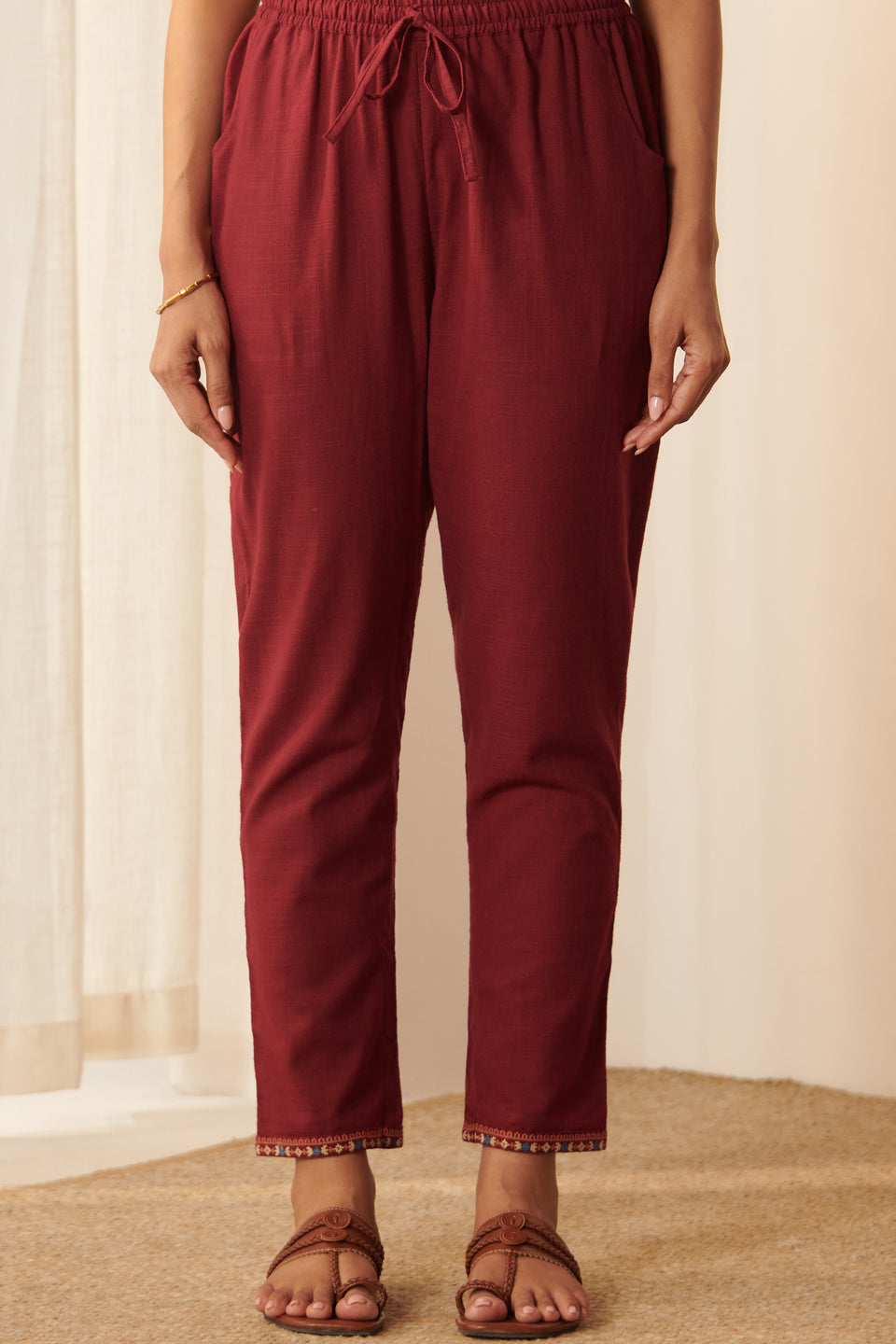 Mehraab Aahana Maroon Narrow Pants