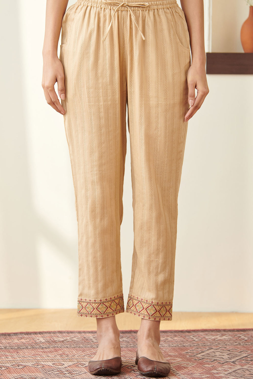 Mehraab Rumeha Beige Narrow Pants