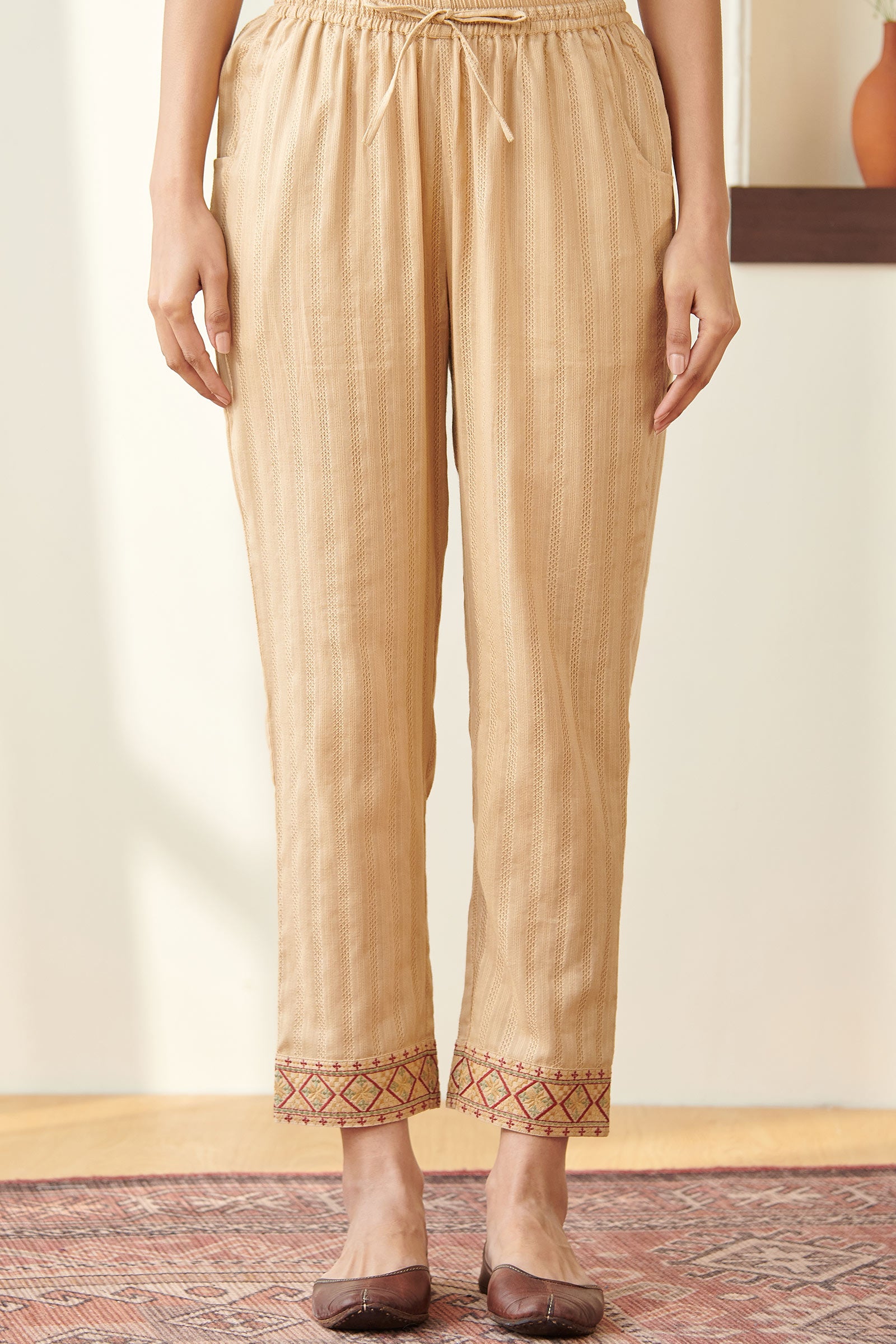 Mehraab Rumeha Beige Narrow Pants