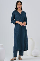 Roza Aafiyah Navy Blue Kurta