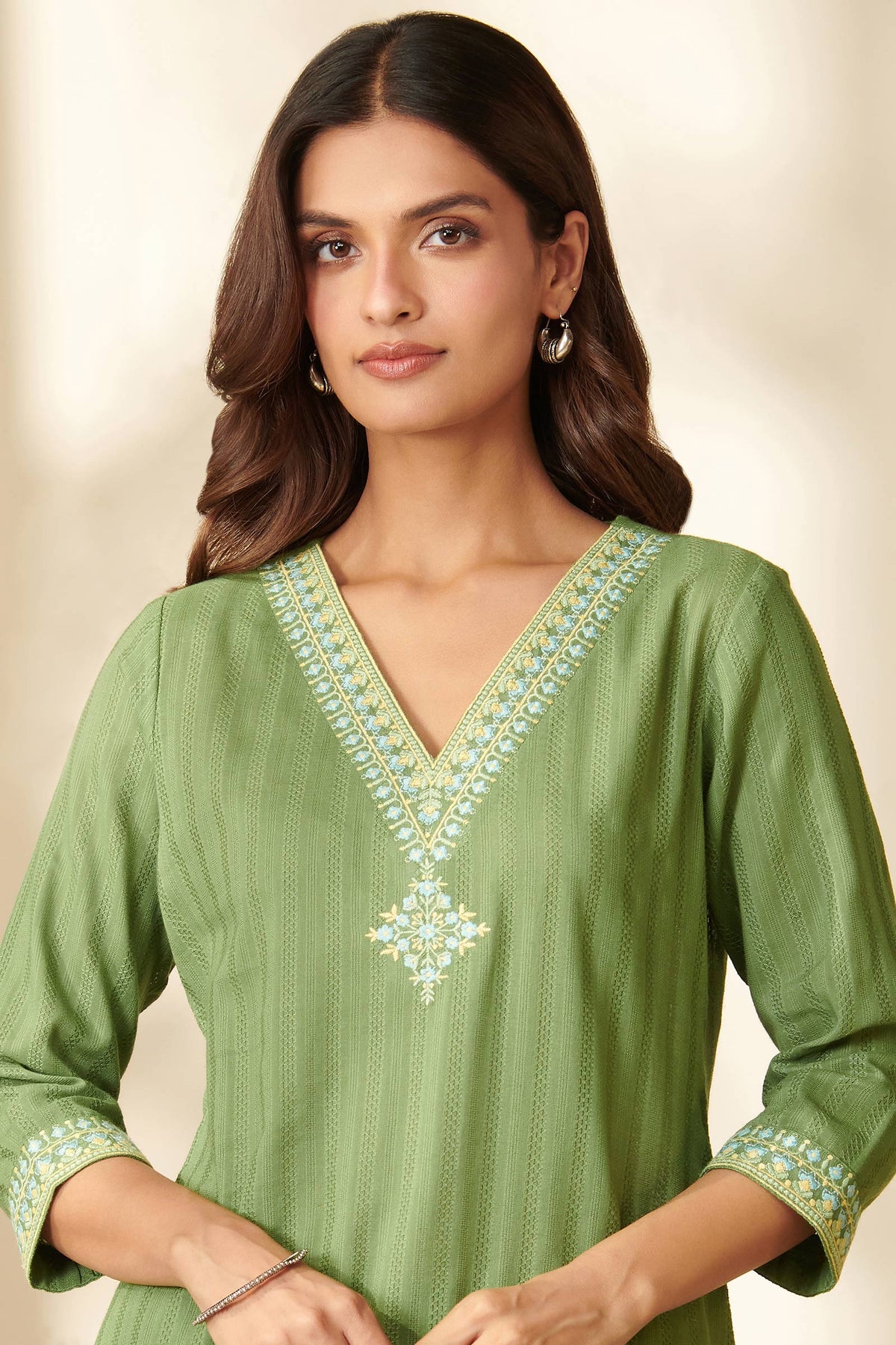 Mehraab Riya Jade Lime Kurta