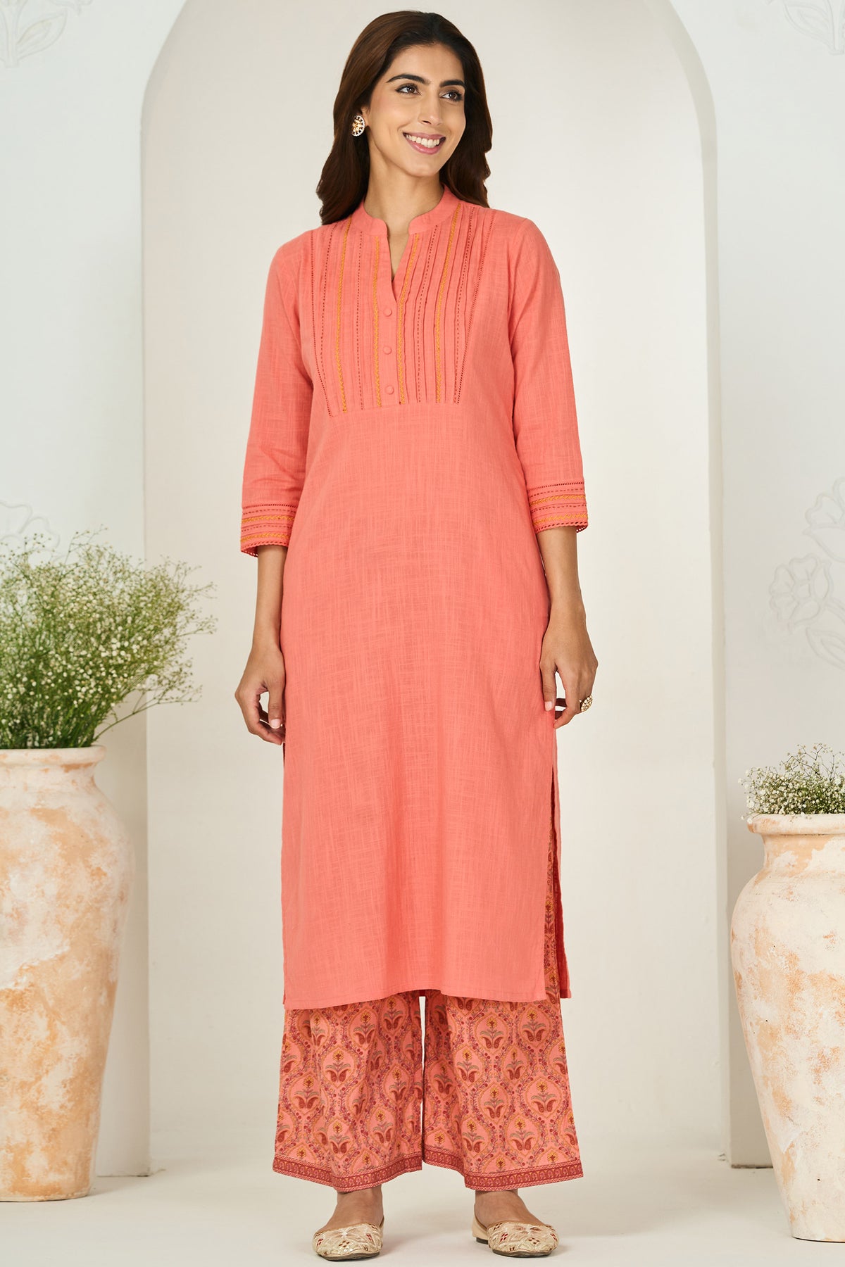 Roza Kiara Salmon Kurta