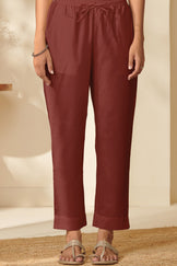 Roza Nikhat Maroon Narrow Pants